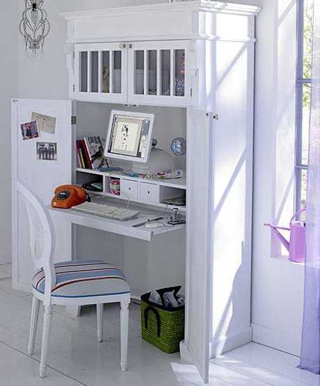 Ideas para ubicar el escritorio dentro del armario